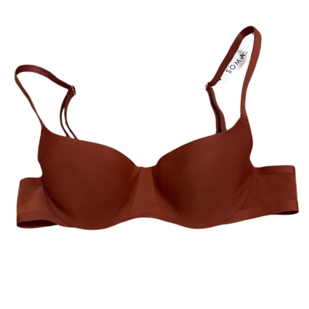 Soma Lightly Lined Scoop Balconette Bra 32A Sierra Redwood Brown Lingerie NWT